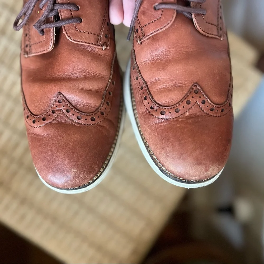 Cole Haan Men’s Leather Wingtip Oxford Shoes Brown Size 8M Casual Dress